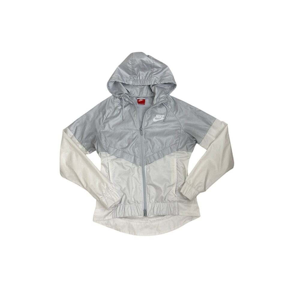 Nike Windbreaker Jacket Blue White Full Zip Hooded Jacket Size Women's XS